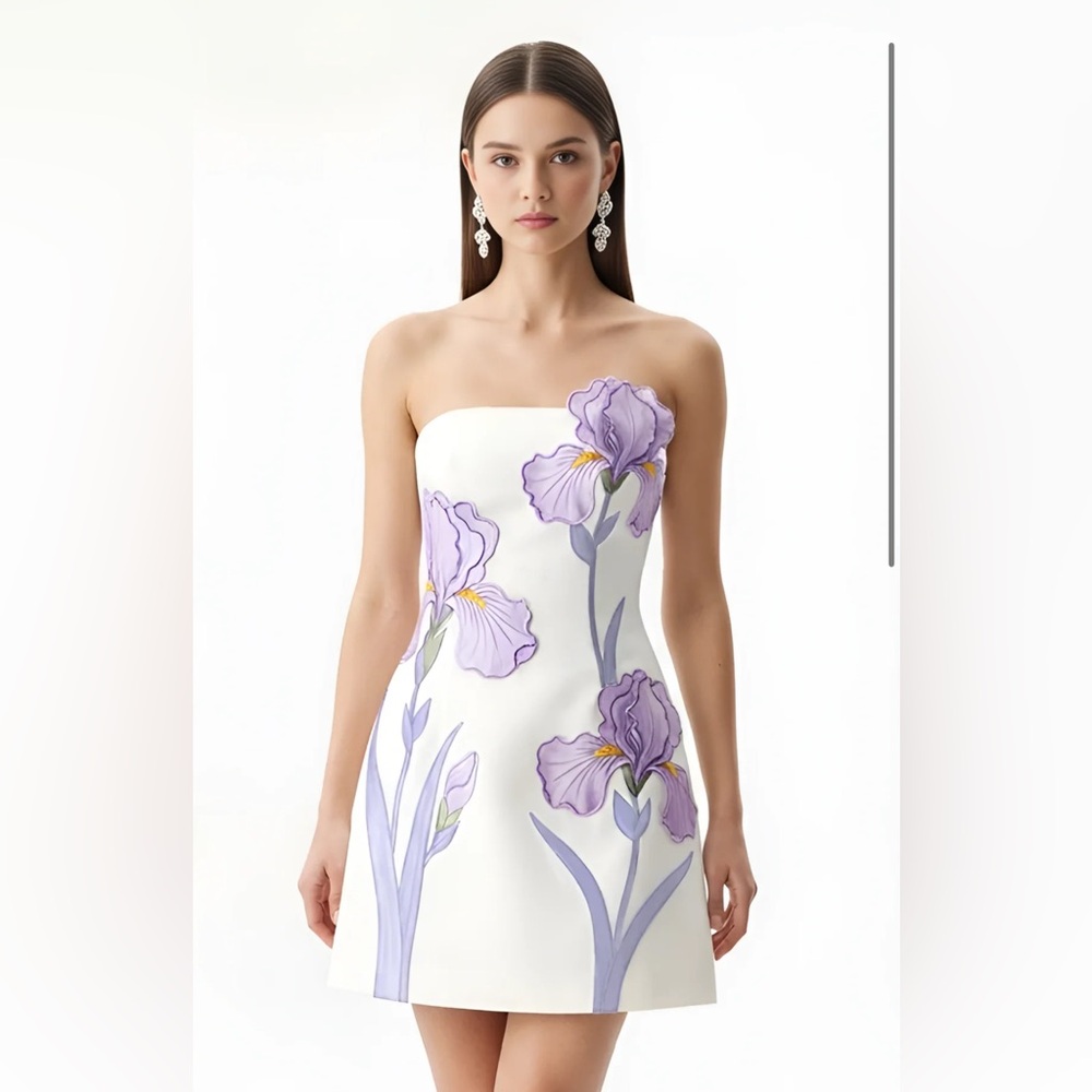JW PEI iris floral print strapless dress